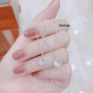 Dây chuyền nữ - dây chuyền bạc ta nữ - mặt đá chủ - Thanh bạc