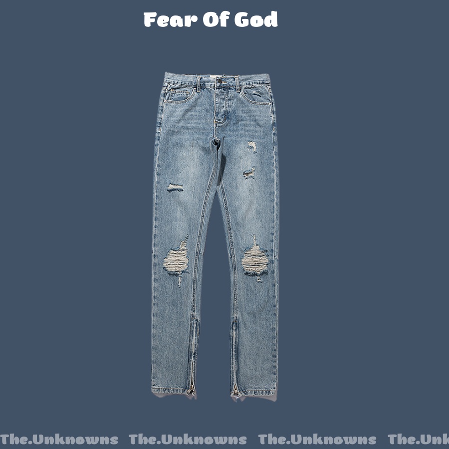 ⚡️[BEST QUALITY]-Quần Jeans Selvedge zipper destroyed skinny slim fit  Vintage ripped blue denim version,quần bò cao cấp