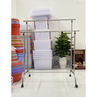 Sào đồ đôi inox cao cấp chân bánh xe có khoen & không khoen