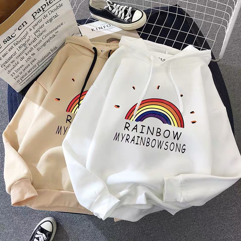 Áo hoodie dải cầu vồng, Áo nỉ Unisex from rộng, Chất nỉ ấm mặc không xù, thiết kế phong cách - MODY