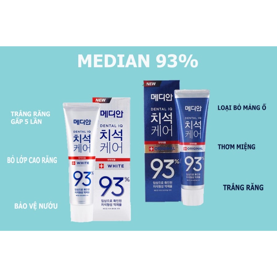 Kem đánh răng MEDIAN 93% IQ DENTAL Toothpaste giúp trắng răng 120g Hàn - Konni39