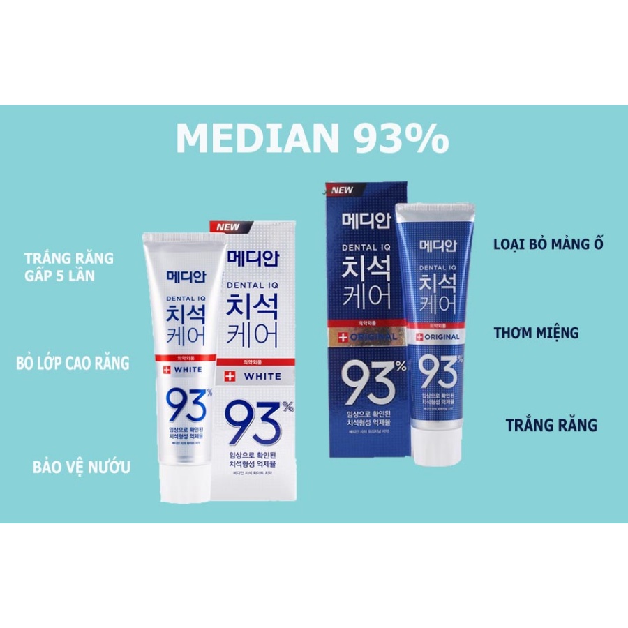 Kem đánh răng MEDIAN 93% IQ DENTAL Toothpaste giúp trắng răng 120g Hàn - Bahachiha