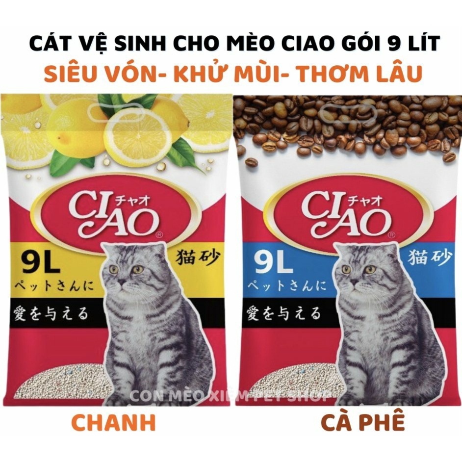 Cát Vệ Sinh Cho Mèo CIAO Bao 9L (~4kg) - Vón Tốt, Khử Mùi, Thơm Lâu