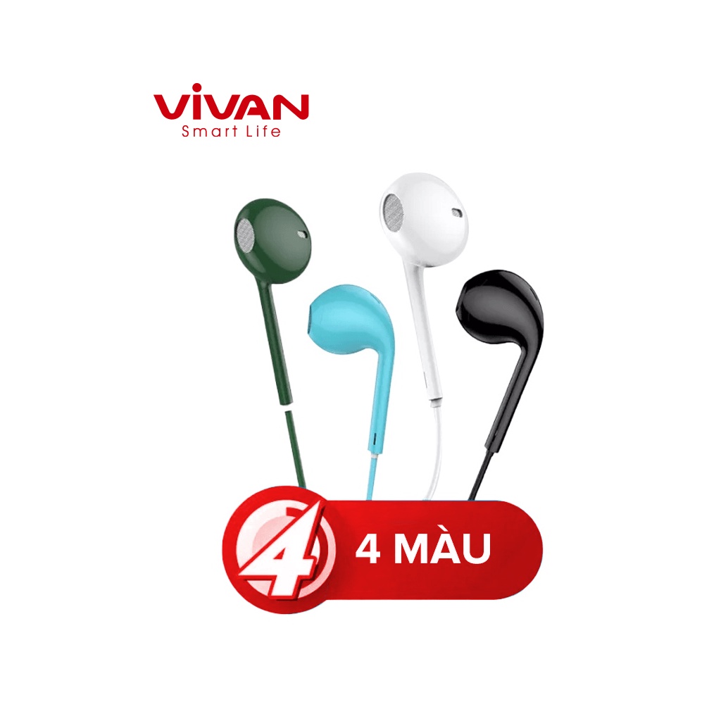 Tai Nghe Nhét Tai Tích Hợp Mic Đàm Thoại 120cm VIVAN AW01 Âm Thanh HD HÀNG CHÍNH HÃNG