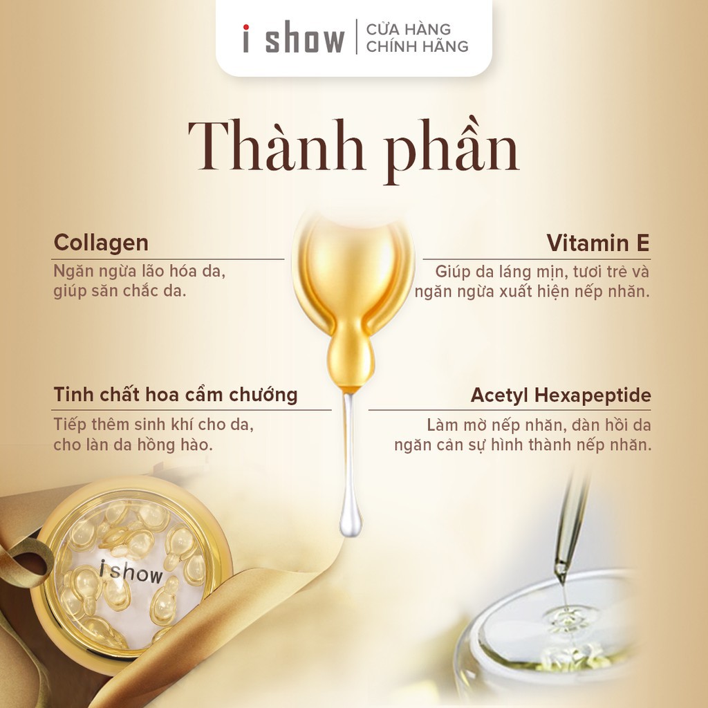 [TẶNG KÈM 2 MẶT NẠ NHA ĐAM] Viên Nang Thanh Xuân ISHOW Capsules Ngăn Ngừa Quá Trình Lão Hóa Làn Da Trắng Sáng Rõ Rệt