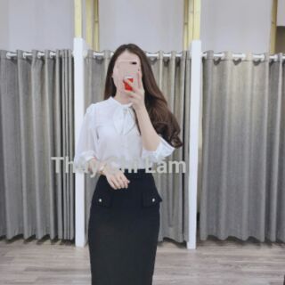 Áo sơ mi nơ cổ cách điệu