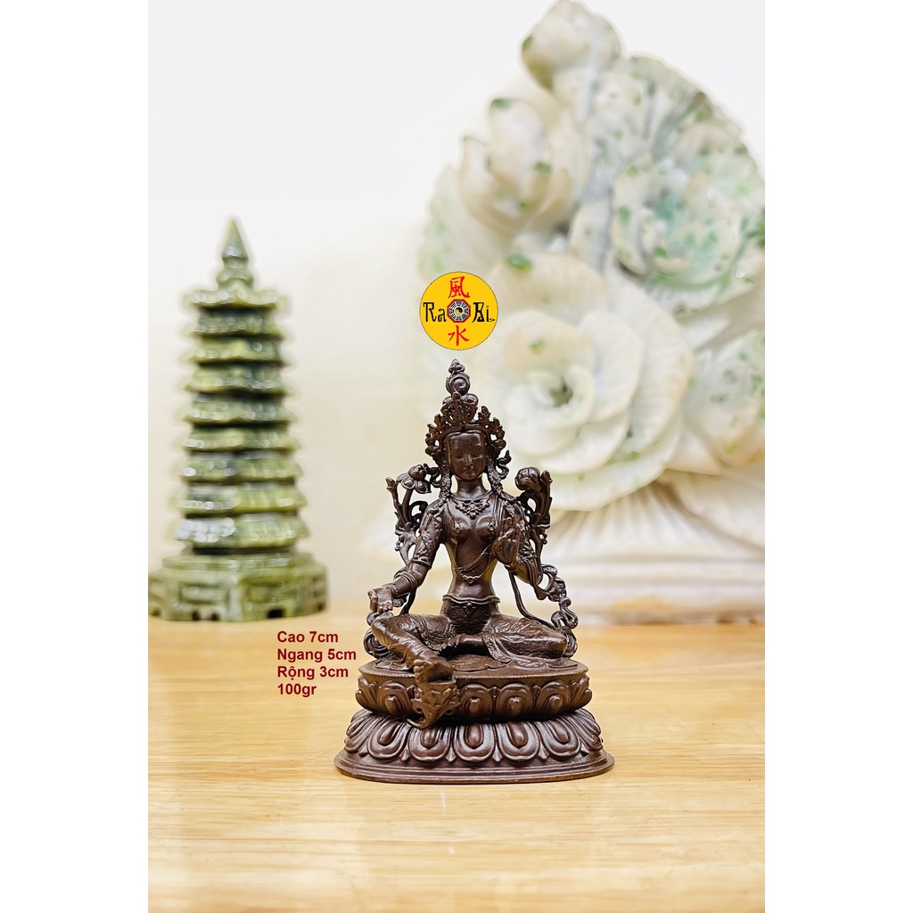 Lục Độ Phật Mẫu Tara Mật Tông - Đức Mẹ Tara Xanh mini - Tượng Đồng Thờ Cúng Cao Cấp