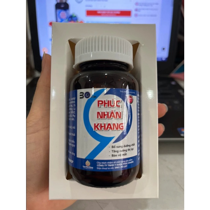 [Chính Hãng] Phúc Nhãn Khang - Hỗ trợ làm giảm nguy cơ lão hóa mắt, giảm mỏi mắt, khô mắt (hộp 1 lọ x 30 viên)