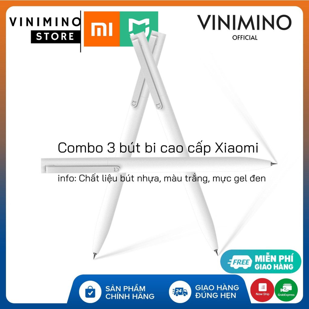 Combo 3 bút bi cao cấp Xiaomi | Bút trắng (Mực Gel Đen) - Vinimino Store