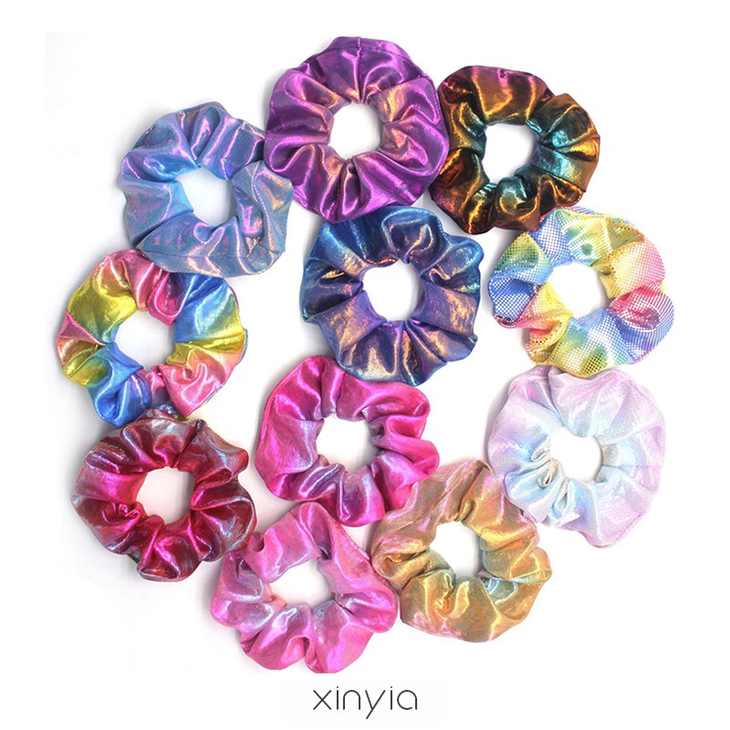 Thun cột tóc co giãn màu laser thời trang dành cho nữ