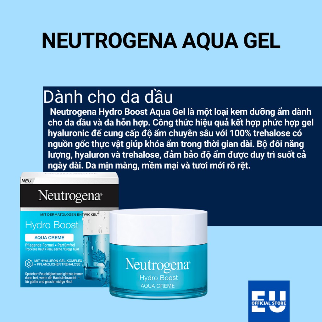 [Loại 50ml] Kem Dưỡng Ẩm Cấp Nước NEUTROGENA Hydro Boost Aqua Cream/ Aqua Gel