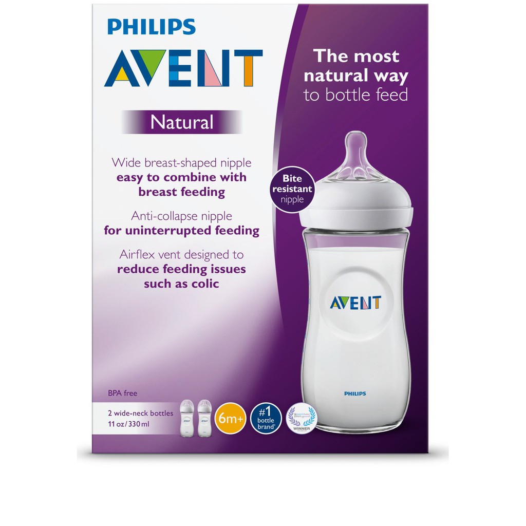 [Có tem PP] Bình sữa nhựa PP mô phỏng tự nhiên Philips Avent 330ml núm 4 lỗ SCF696/13 SCF696/23