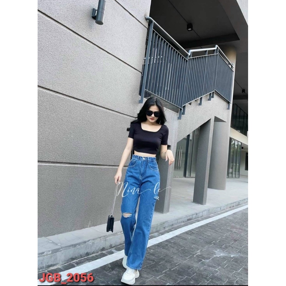 Quần Jeans Ống Suông Rộng Nữ cạp cao siêu tôn dáng Kanimi - QJ03 | BigBuy360 - bigbuy360.vn
