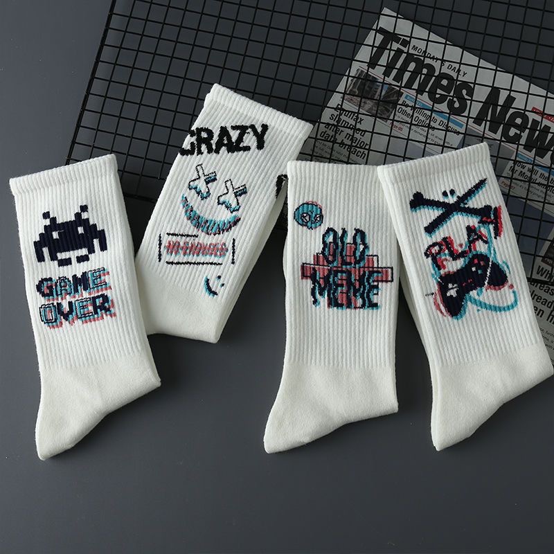 Video Game Anime Middle Tube Socks Men's Calf Socks New Personality Game Style European and American Style Socks Women's Fashion Gothic Cartoon Sports Socks