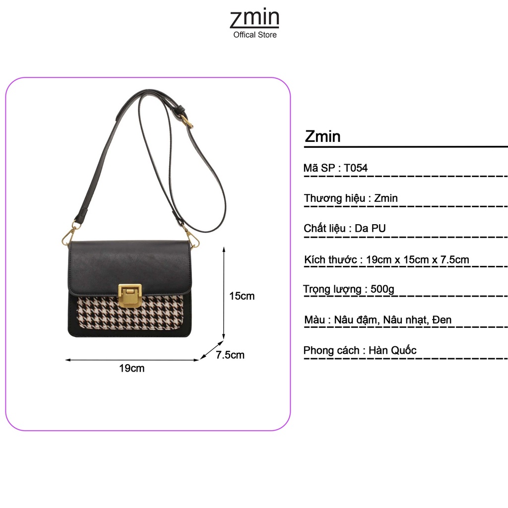 Túi đeo chéo nữ thời trang Zmin, chất liệu da PU cao cấp - T054
