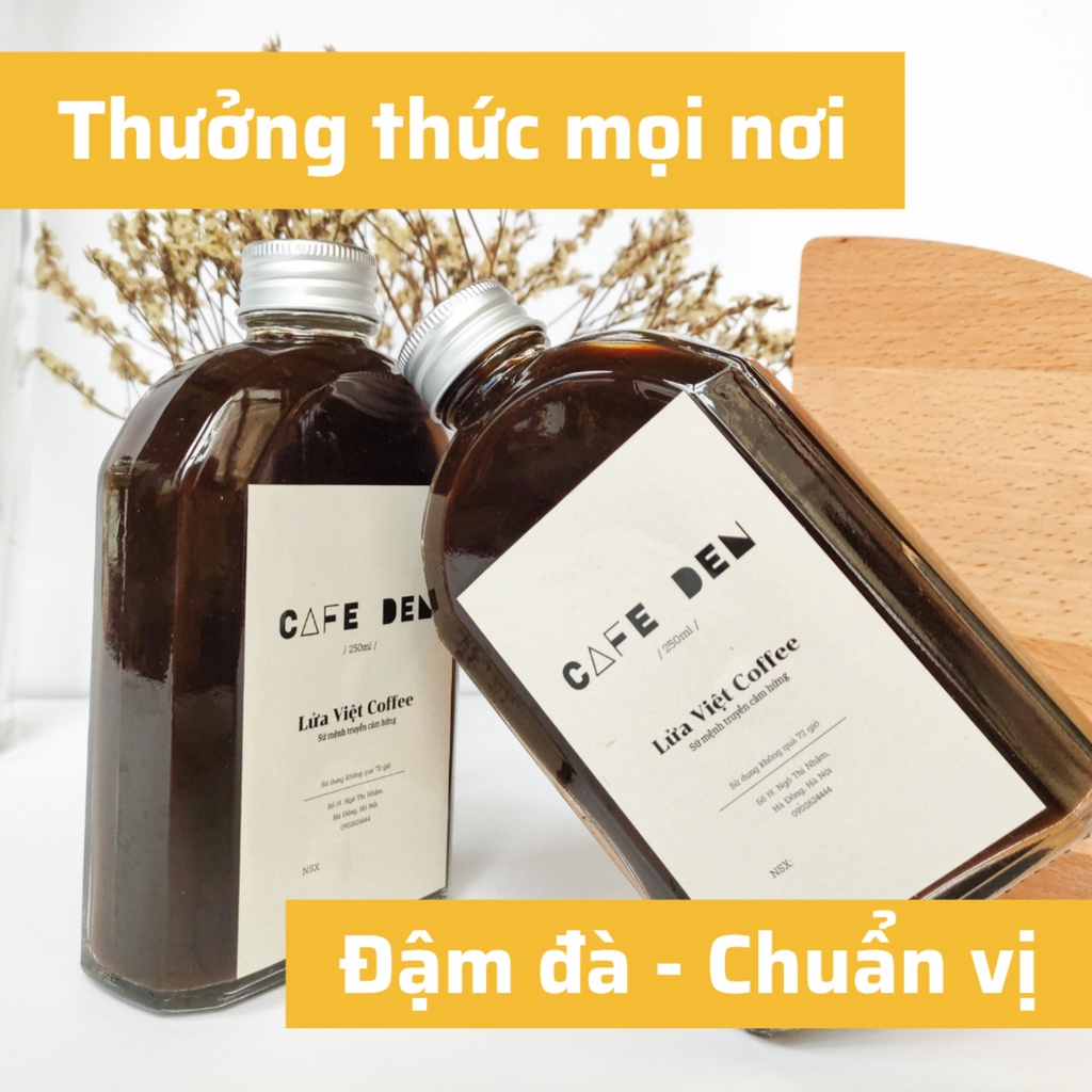 Chai cafe thủy tinh đen truyền thống 250ml nam tính lịch lãm, văn phòng, gia đình và làm quà tặng, đậm đà chuẩn vị