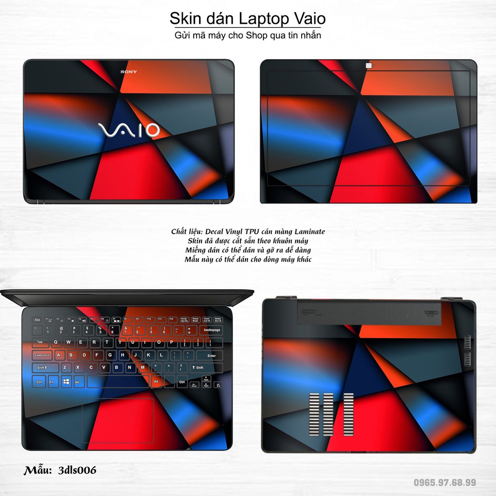 Skin dán Laptop Sony Vaio in hình 3D