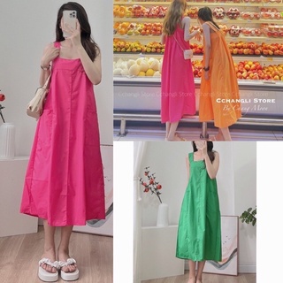 [ẢNH THẬT]VÁY 2 DÂY THÔ BẢN TO TÚI BỤNG SẮC MÀU SIÊU XINH