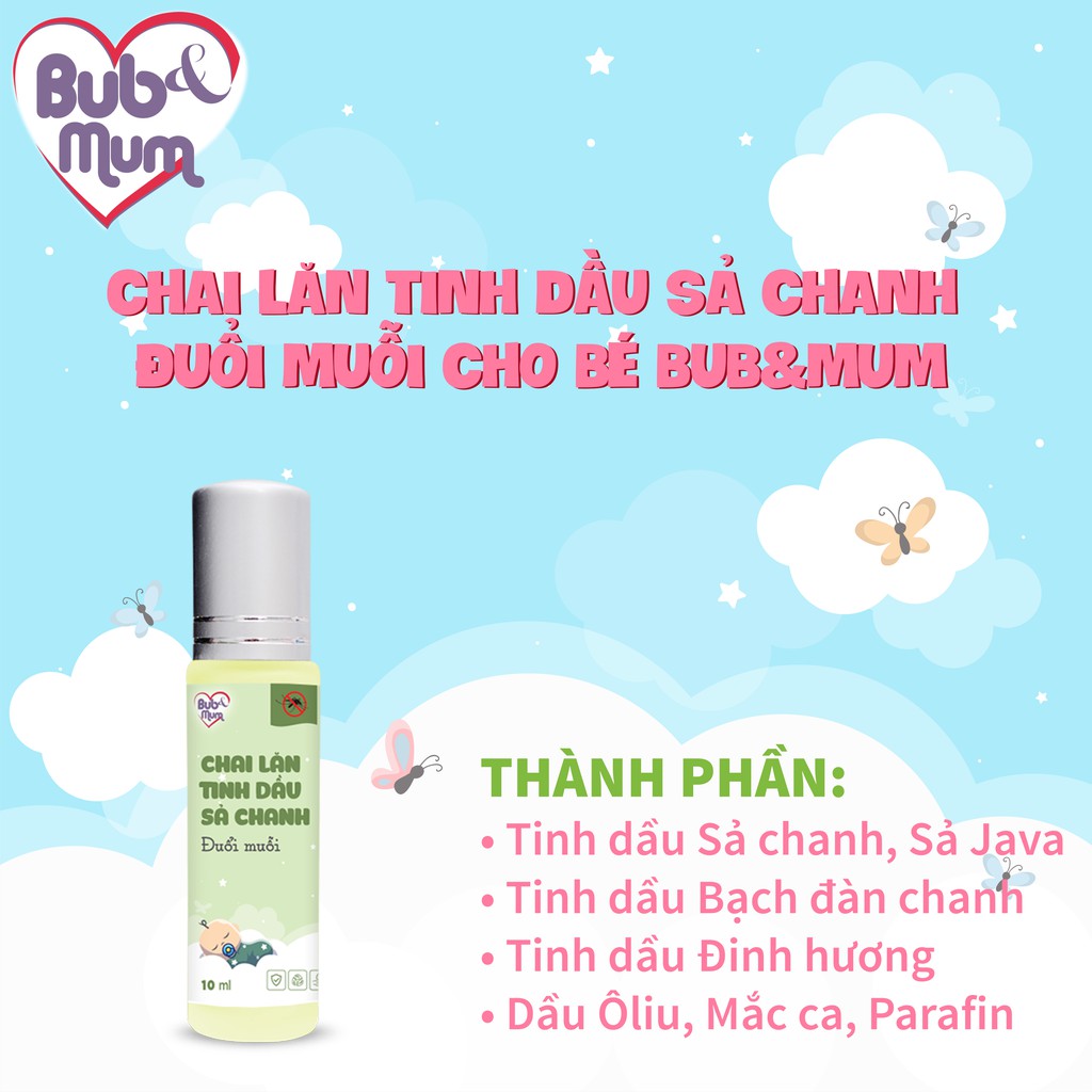 Chai lăn tinh dầu đuổi muỗi cho bé Sả chanh 10ml BuB&MuM