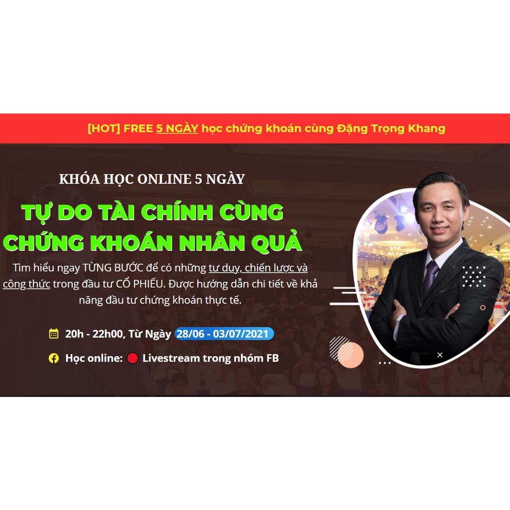 Toàn quốc- [E-voucher] Khóa học Online Tự do tài chính cùng chứng khoán nhân quả - GV Đặng Trọng Khang