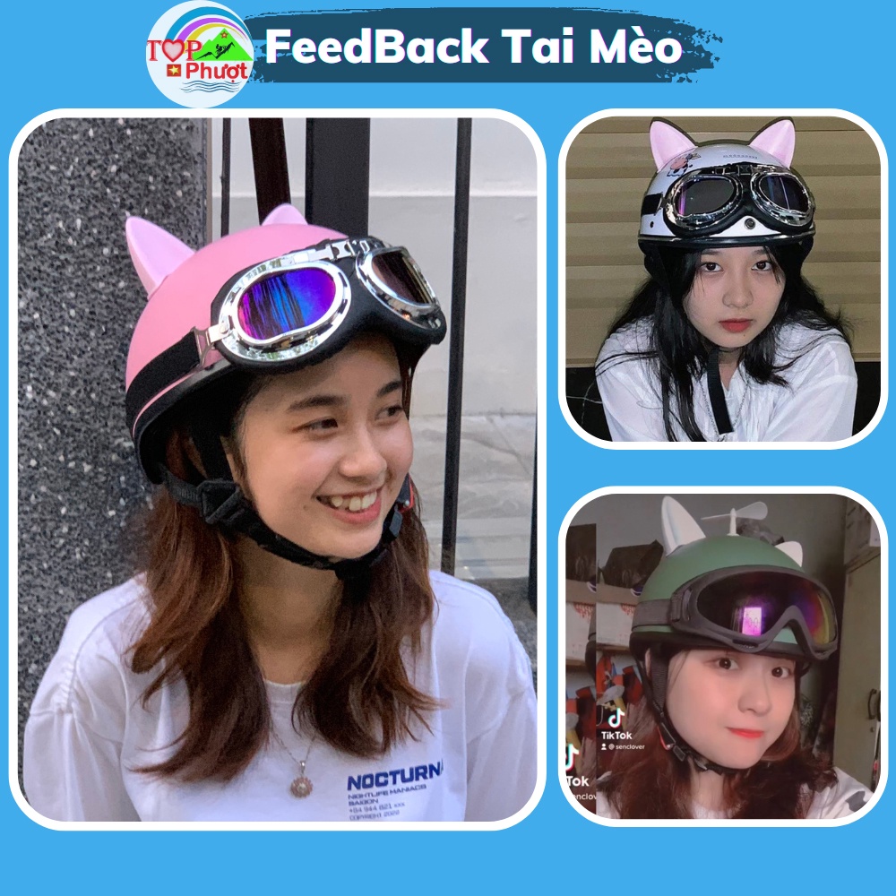 Tai Mèo Gắn Trang Trí Mũ Bảo Hiểm Cute Nhiều Màu