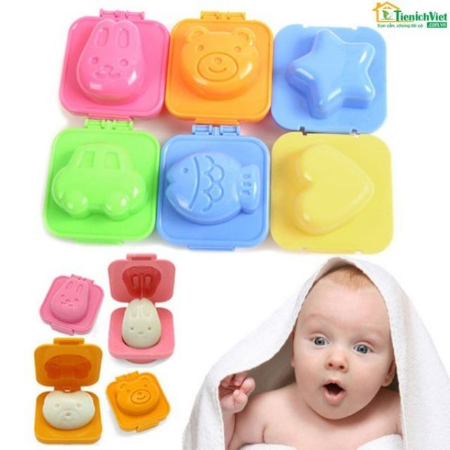 Bộ 6 Khuôn Ép Cơm,... Kiểu Nhật Tạo Hình Đáng Yêu Giúp Bé Thích Thú Khi Ăn Dặm