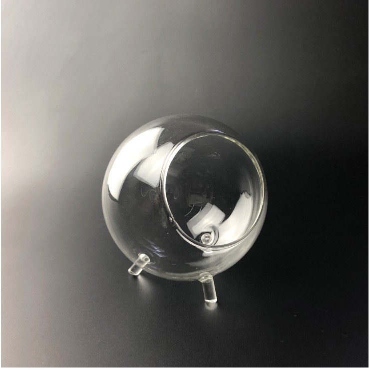 Cầu thủy tinh miệng xiên với đáy chân 3 chấu, đường kính 10cm / 20cm