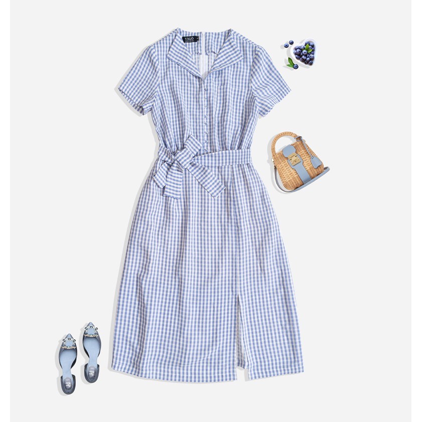 Đầm caro đẹp, váy caro  vải cao cấp mát nhẹ mềm,thời trang nữ công sở đi làm đi chơi đi biển đi dạo VIGO | BigBuy360 - bigbuy360.vn