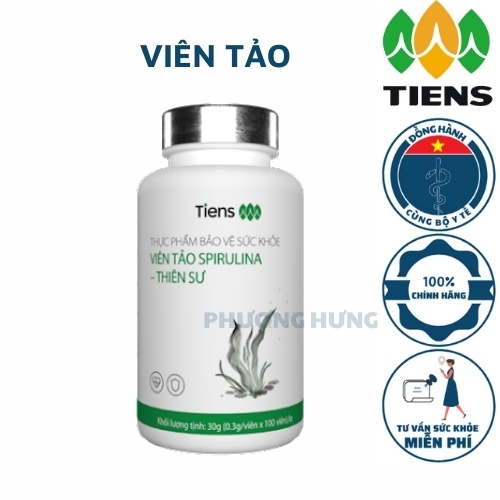 Viên tảo xoắn giúp nâng cao miễn dịch bổ sung dinh dưỡng hỗ trợ đau dạ dày tim mạch và giảm béo (100v/lọ) TIENS