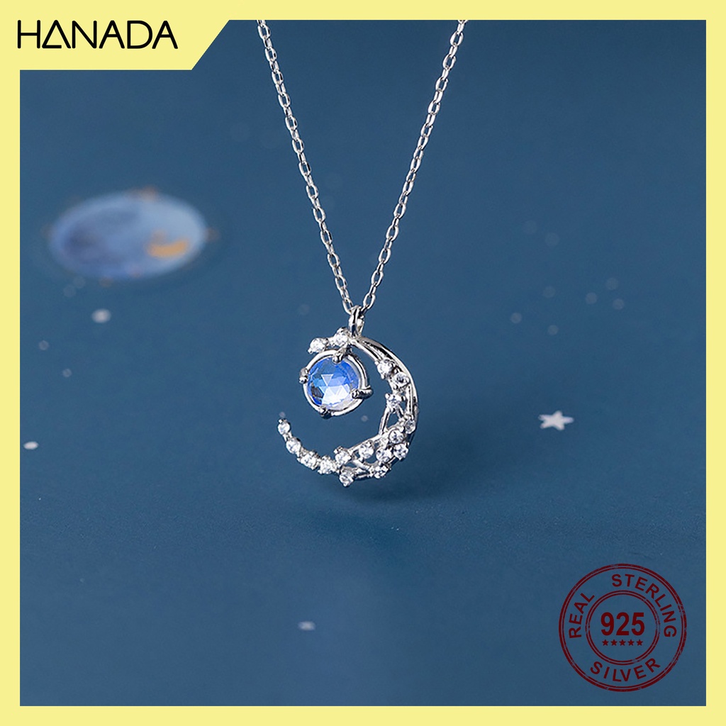 Dây Chuyền Bạc 925 Hanada 0773 Mặt Trăng Đá