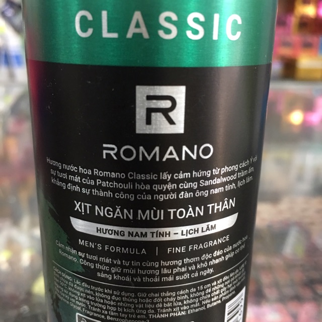 Xịt Khử Mùi Toàn Thân Cho Nam Romano Classic 150ml