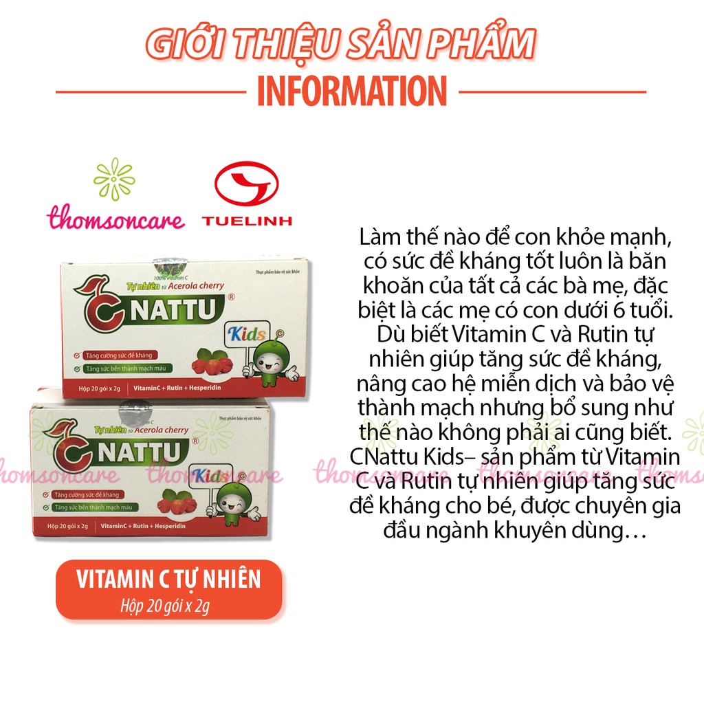 C Nattu kids - bổ sung vitamin C, tăng sức đề kháng cho bé của dược Tuệ Linh, giảm chảy máu cam cho trẻ