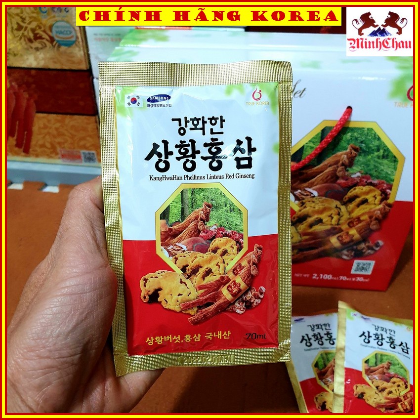 Nước hồng sâm Nấm thượng hoàng Kanghwa chính hãng, hộp 30 gói - Tăng đề kháng, thải độc cơ thể, phòng ung thư, minhchau