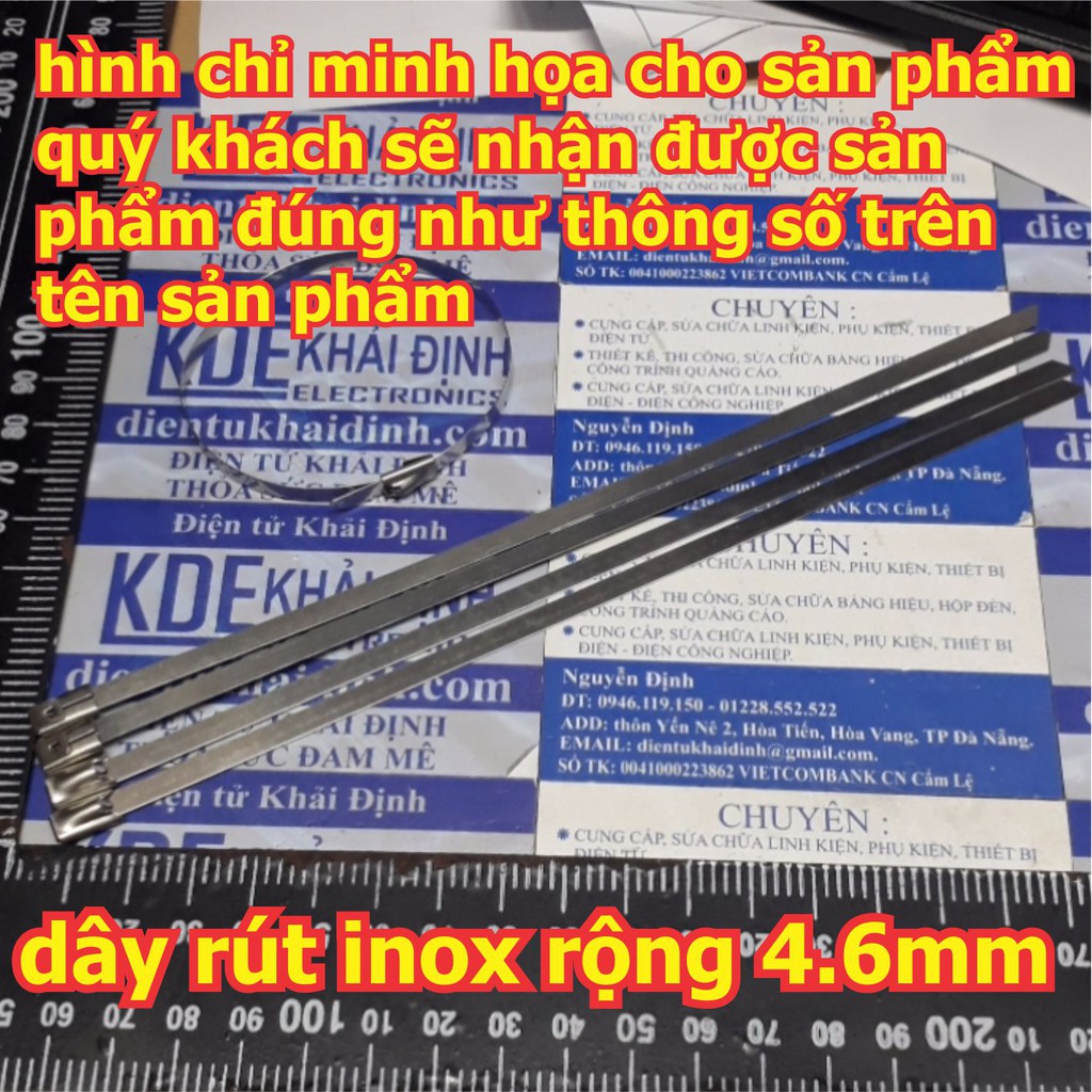 20 dây rút inox inoc 304 lạt kim loại 4.6*200mm rộng 4.6mm dài 200mm, 400mm kde5239