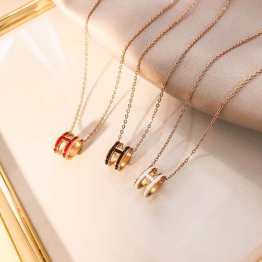 USNOW Vòng Cổ Choker Bằng Đồng Mặt Chữ H Dễ Thương Phong Cách Hàn Quốc Dành Cho Nữ