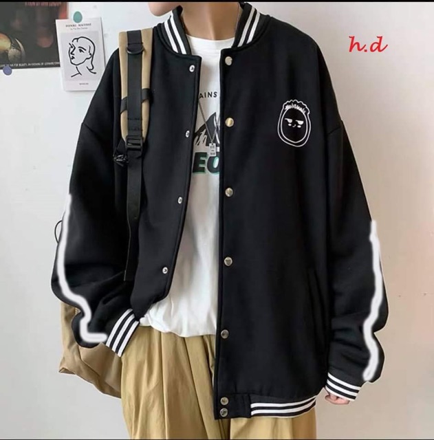 Áo bomber tay rót logo mặt người HDN876