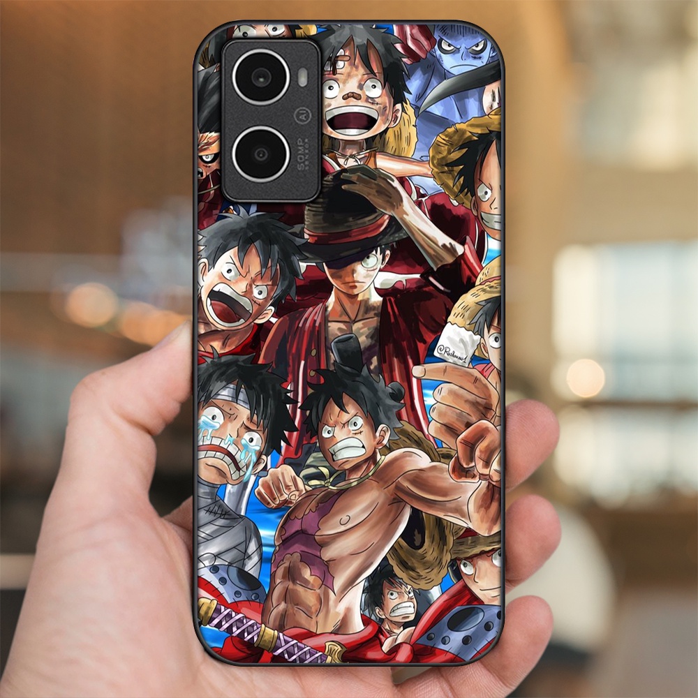 Ốp lưng Oppo A96 4G viền đen in hình Luffy One Piece