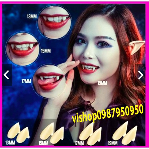 Răng nanh cao cấp 11nn,13mm,15mm,17mm,19mm keo dán răng nanh răng khểnh giả