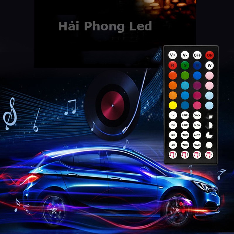 [ 44 phím ] Bộ Remote Điều Khiển Led RGB IR44 Cảm Biến Thu Âm Thanh Nháy Theo Nhạc 2 đầu ra