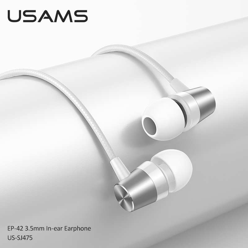 Tai Nghe Nhét Tai USAMS EP 42 Jack 3.5mm Âm Thanh Stereo Sống Động Cho Điện Thoại Android Tablet Laptop MP3