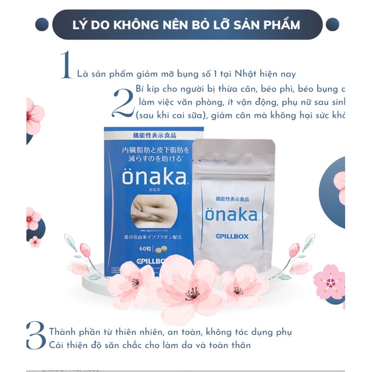 Viên uống giảm mỡ cấp tốc an toàn giảm mỡ bụng onaka Nhật bản 60V