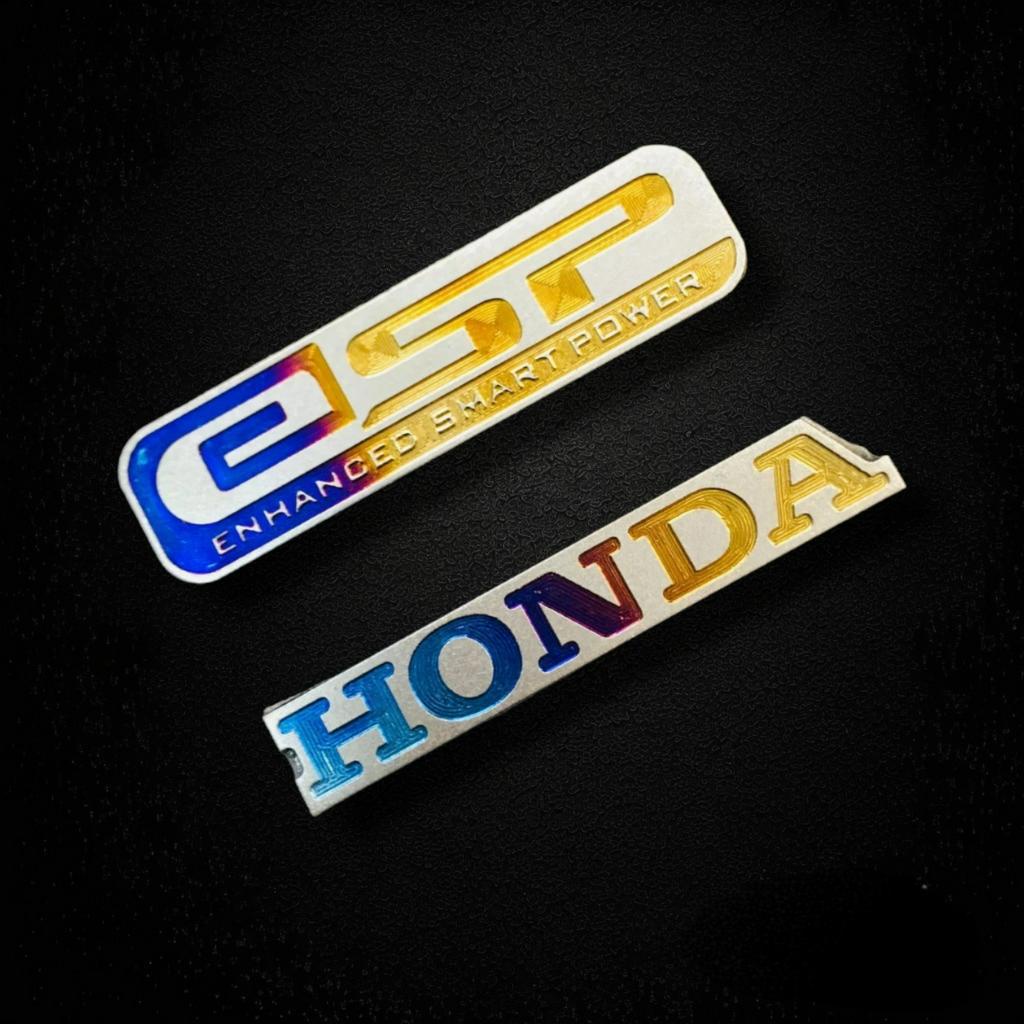 Tem chữ Honda titan màu khò hoặc điện phân tùy chọn