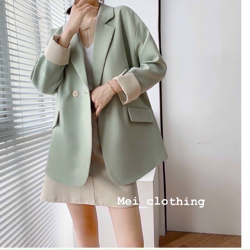 [Ảnh thật/video] Áo khoác blazer tay xắn gấu 2 khuy/ vest nữ 1 lớp thanh lịch