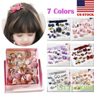 Set 18 phụ kiện tóc nhiều kiểu dáng dễ thương cho bé gái làm từ cotton và hợp kim