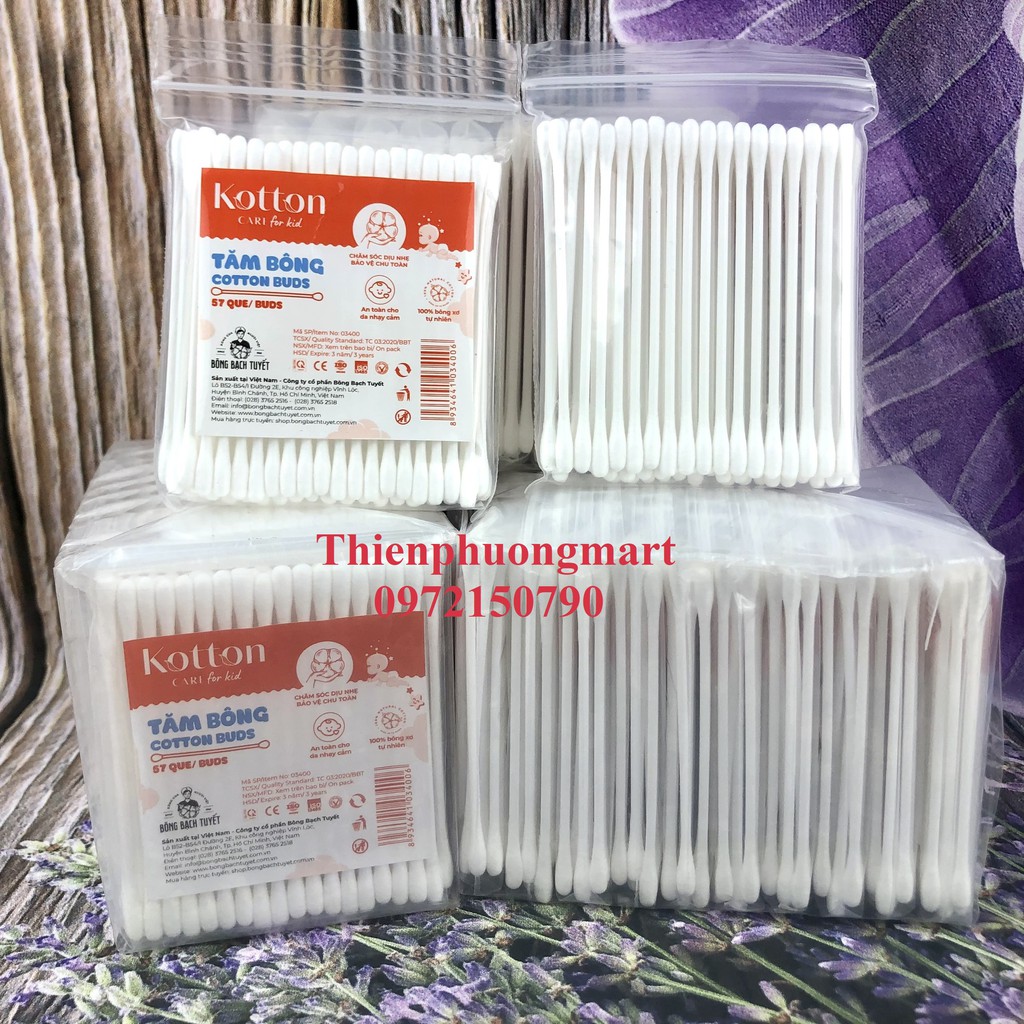 Tăm bông cho bé đầu tăm nhỏ lốc 10 góikotton care for kid - ảnh sản phẩm 3