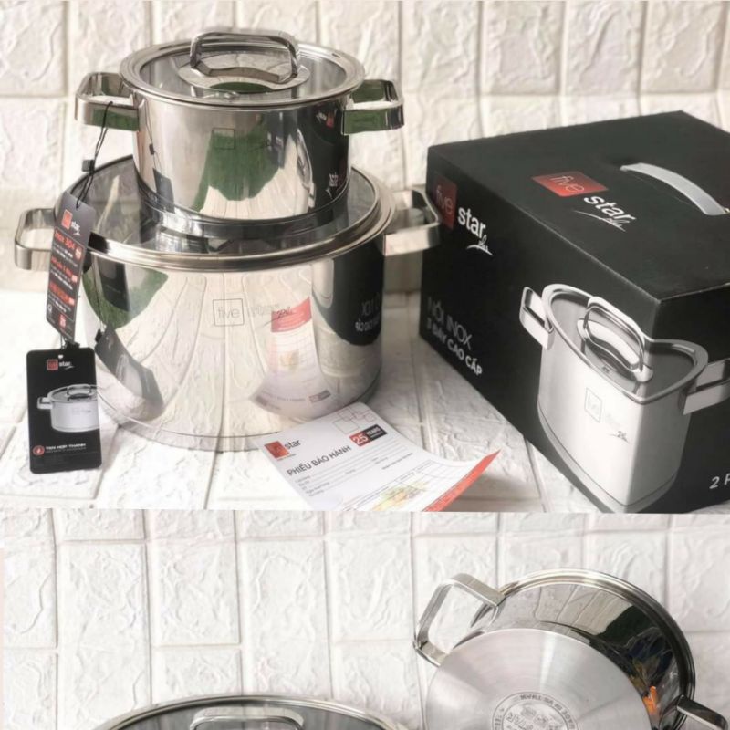 [ BẢO HÀNH 1 NĂM]Nồi inox 304 Fivestar 16-18-20-24cm-đun từ-giữ nhiêt tốt an toàn sức khỏe