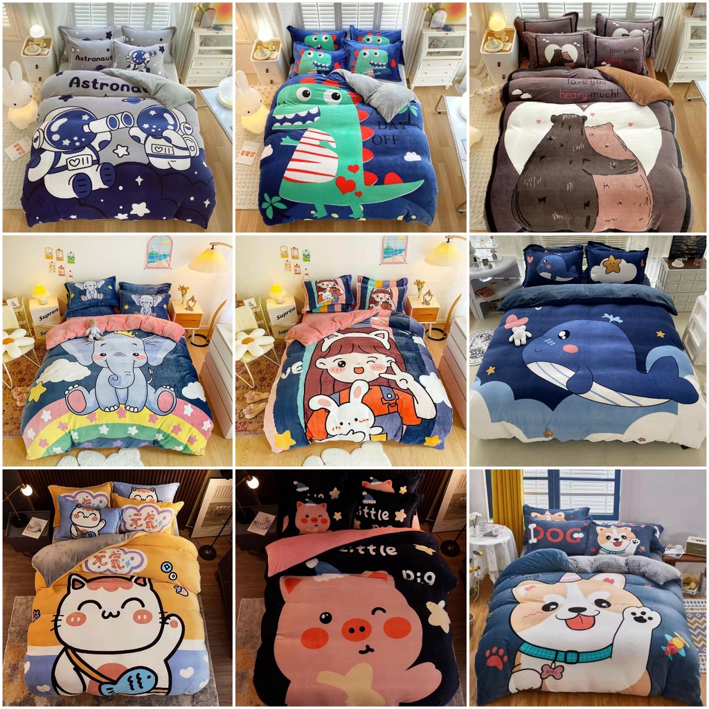 Bộ chăn ga gối cho bé nỉ nhung tuyết sữa, sét ga giường vỏ gối nỉ (ib shop chọn mẫu)