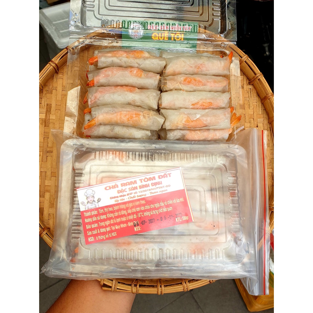 Chả Ram Tôm Đất (Đặc sản Bình Định) - Size to (28-30 cuốn/ 1 hộp) - Ship Hỏa tốc