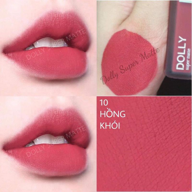 NEW 2021 [Hồng Khói 10] Son Kem Lì Dolly Super Matte Không Chì Màu Hồng Khói - Hồng Đất Tách Sét | BigBuy360 - bigbuy360.vn