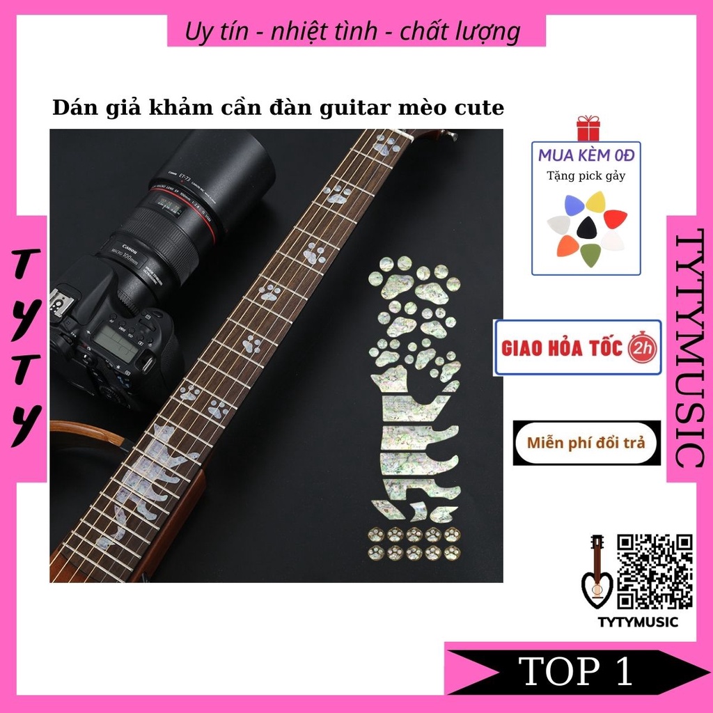 Dán Cần Đàn Guitar giả khảm mã HY08 cực chất TYTYmusic